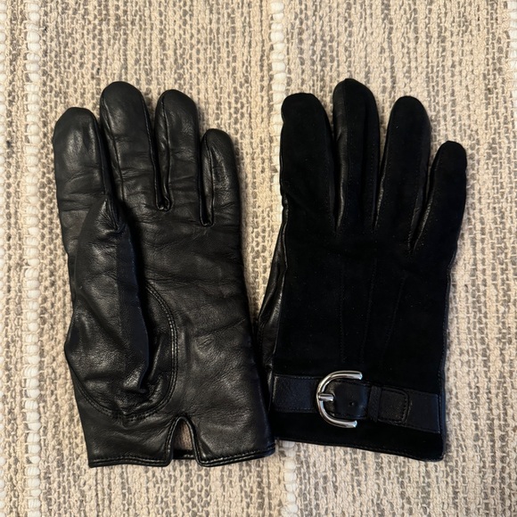 Coach Leather & Suede with Merino Wool Lining Black Gloves Size 7 - Picture 2 of 5